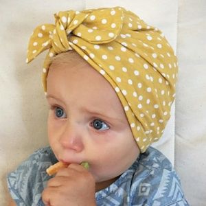 2 x Cute Polka Dot Bow Turban Cap For Girls
